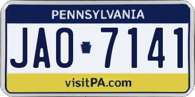 PA license plate JAO7141