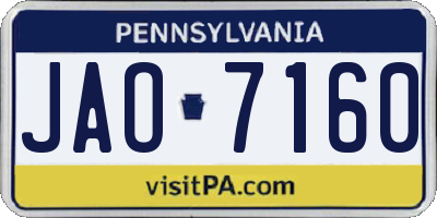 PA license plate JAO7160