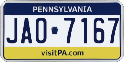 PA license plate JAO7167