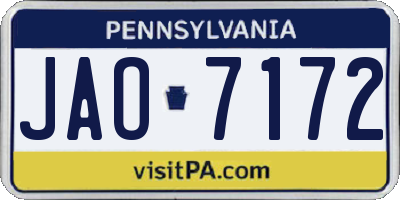 PA license plate JAO7172