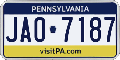 PA license plate JAO7187