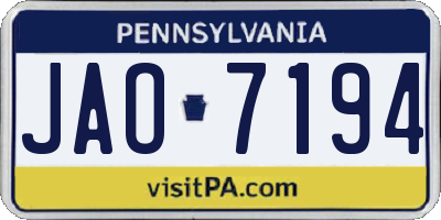 PA license plate JAO7194
