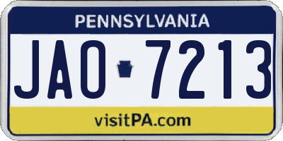 PA license plate JAO7213