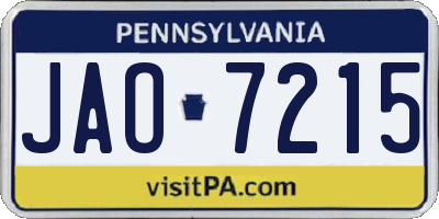 PA license plate JAO7215