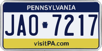 PA license plate JAO7217