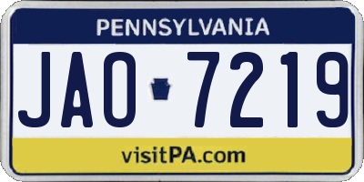 PA license plate JAO7219