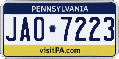 PA license plate JAO7223