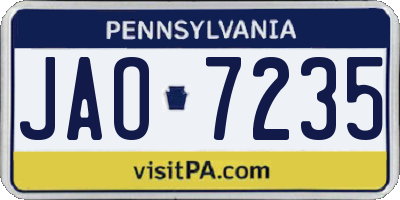 PA license plate JAO7235
