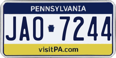 PA license plate JAO7244