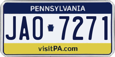 PA license plate JAO7271