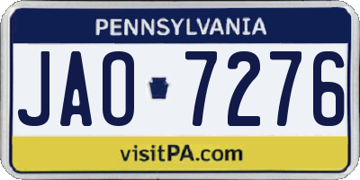PA license plate JAO7276