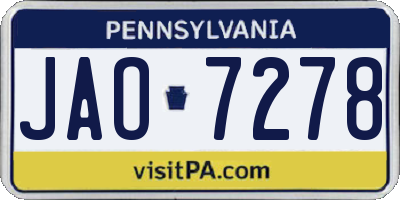 PA license plate JAO7278