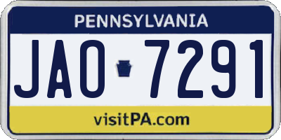 PA license plate JAO7291