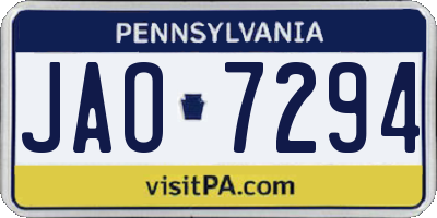 PA license plate JAO7294