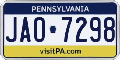 PA license plate JAO7298