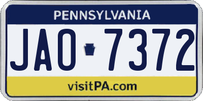 PA license plate JAO7372
