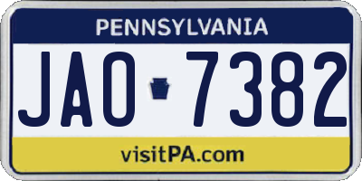 PA license plate JAO7382