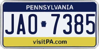 PA license plate JAO7385