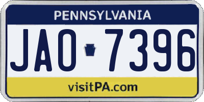 PA license plate JAO7396