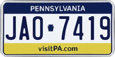 PA license plate JAO7419