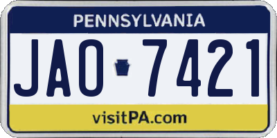 PA license plate JAO7421