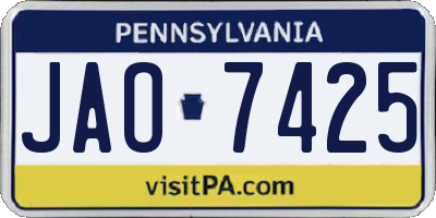 PA license plate JAO7425