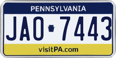 PA license plate JAO7443