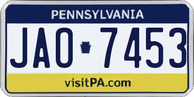 PA license plate JAO7453