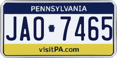 PA license plate JAO7465