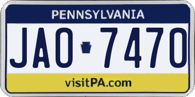 PA license plate JAO7470