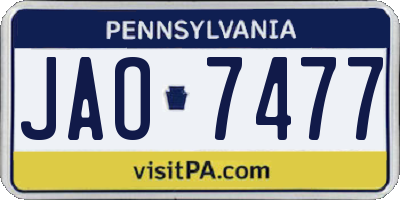 PA license plate JAO7477