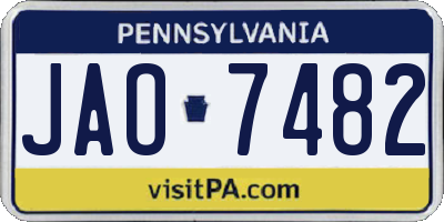 PA license plate JAO7482