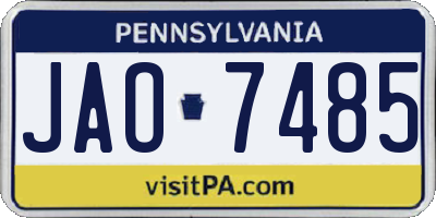 PA license plate JAO7485