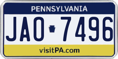 PA license plate JAO7496