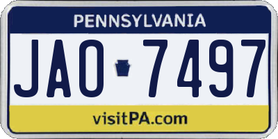 PA license plate JAO7497