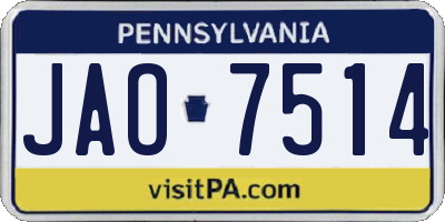 PA license plate JAO7514