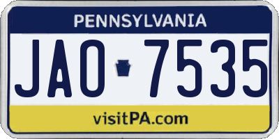 PA license plate JAO7535