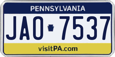 PA license plate JAO7537