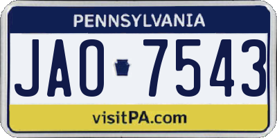 PA license plate JAO7543