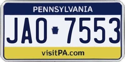 PA license plate JAO7553