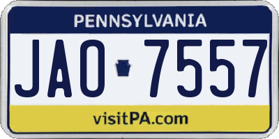 PA license plate JAO7557