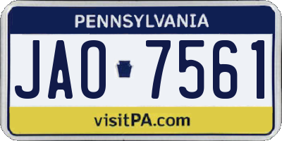 PA license plate JAO7561