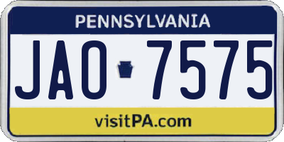PA license plate JAO7575