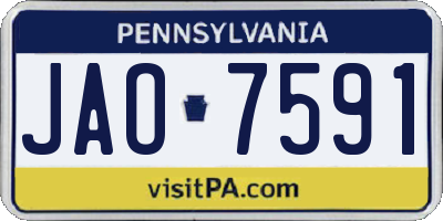 PA license plate JAO7591