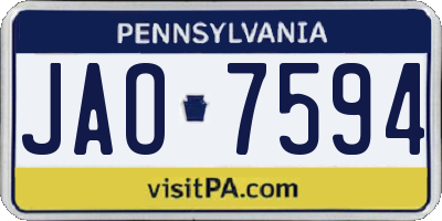 PA license plate JAO7594