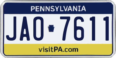PA license plate JAO7611