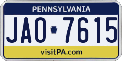 PA license plate JAO7615