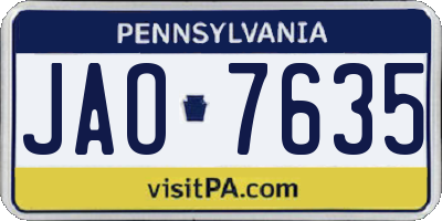 PA license plate JAO7635