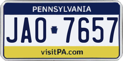 PA license plate JAO7657