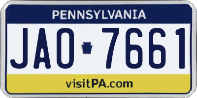 PA license plate JAO7661